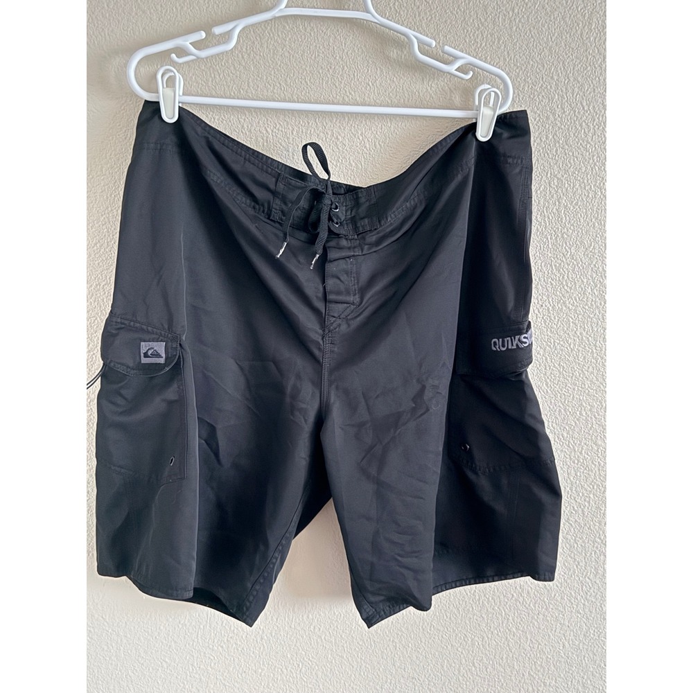 Quiksilver Mens Black Cargo Board‎ Shorts Swim Trunks Size 40 101326 Surf Skate